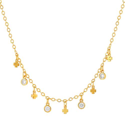 Collier plaqué or zirconias 45 cm