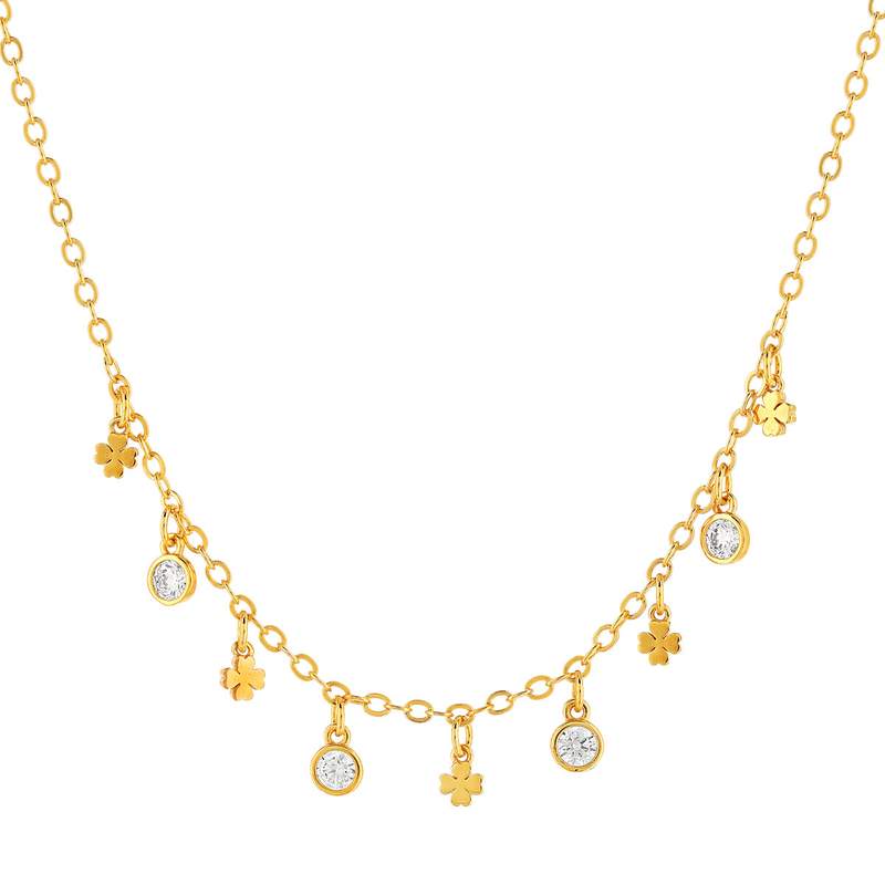 Collier plaqué or zirconias 45 cm - vue 1