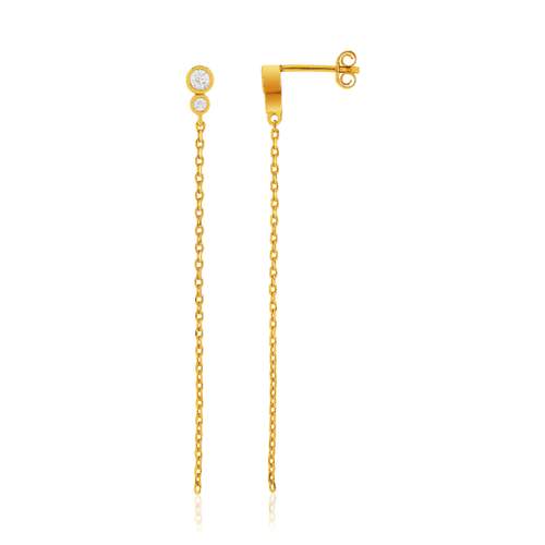 Boucles d'oreilles pendants plaqué or zirconias