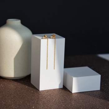 Gold-plated zirconia pendant earrings