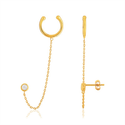 Bague d'oreille ear cuff plaqué or zirconia, vendue à l'unité - vue 1