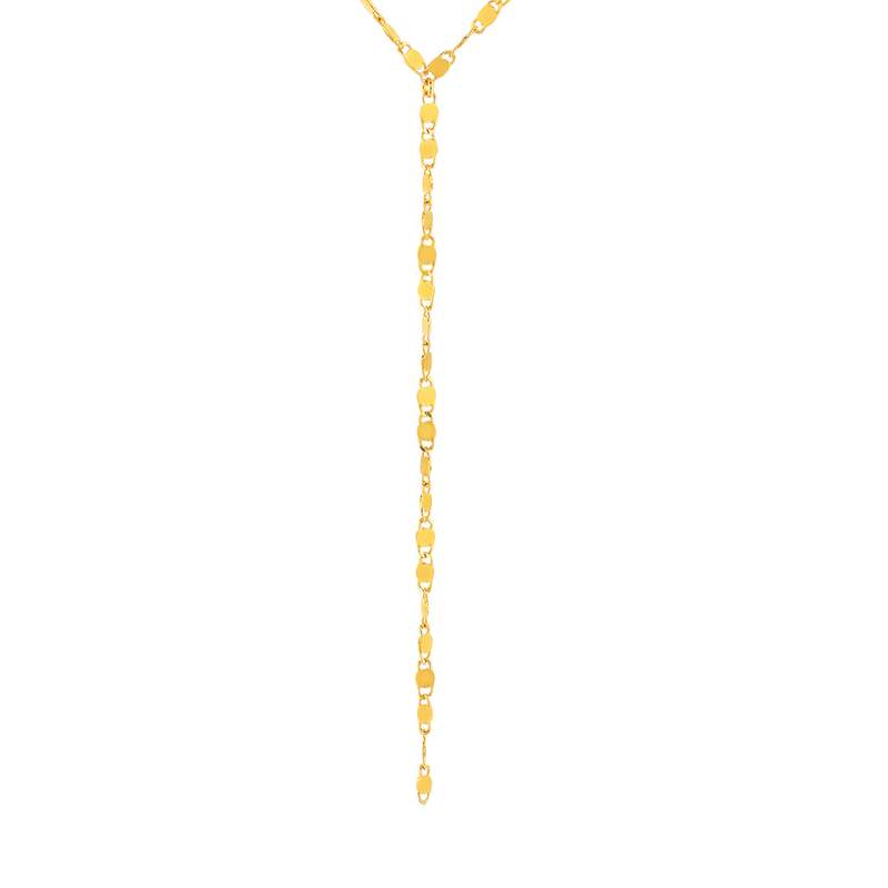 Collier plaqué or en forme Y maille plate 40 à 45 cm - vue 1