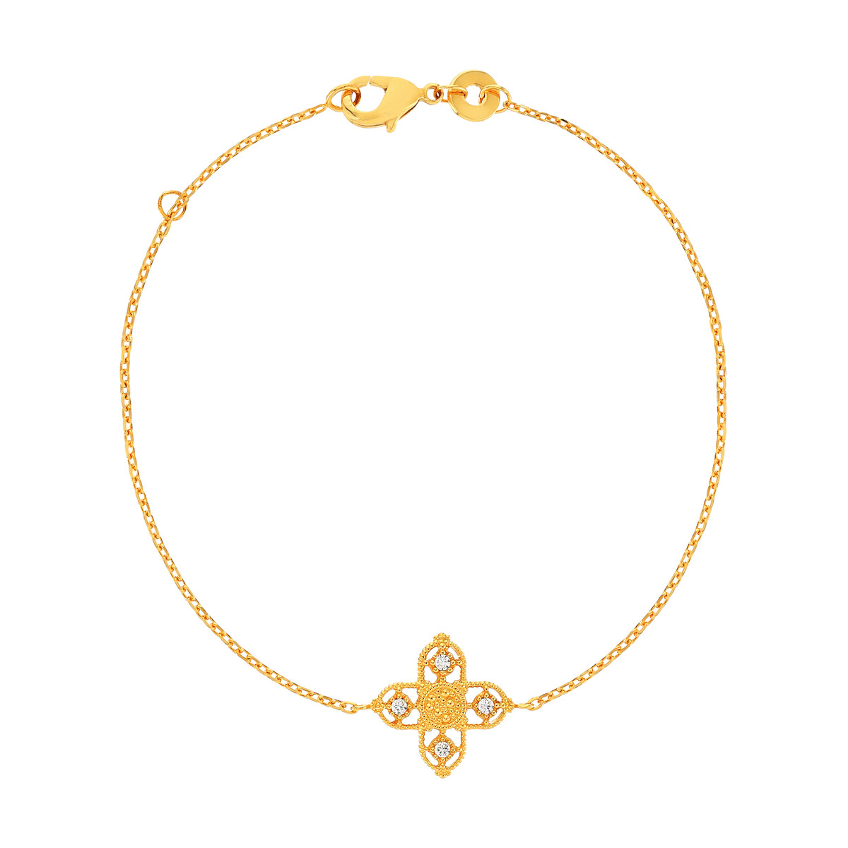 Bracelet plaqué or motif croix sertie de zirconias 18 cm - vue 2