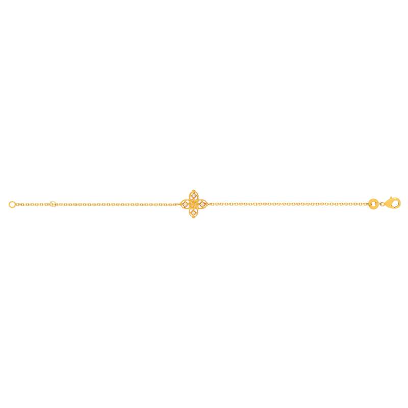 Bracelet plaqué or motif croix sertie de zirconias 18 cm - vue 2