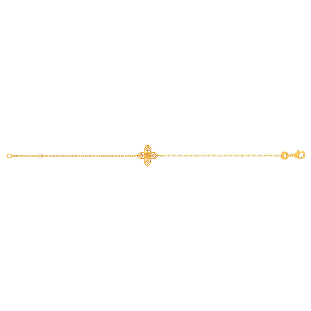 Bracelet plaqué or motif croix sertie de zirconias 18 cm - vue D1