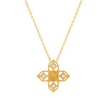 Collier plaqué or croix sertie de zirconias 45 cm - vue 1