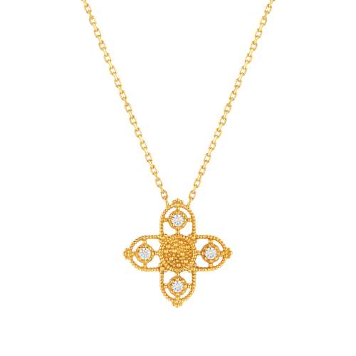 Collier plaqué or croix sertie de zirconias 45 cm