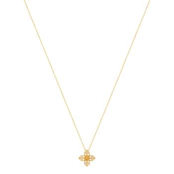 Gold-plated cross necklace set with zirconias 45 cm