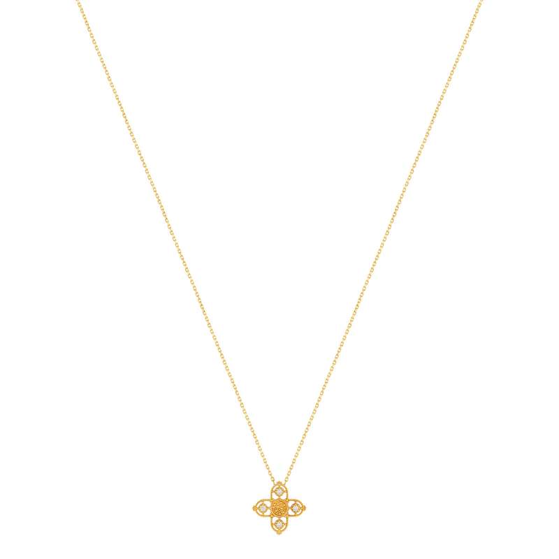 Collier plaqué or croix sertie de zirconias 45 cm - vue 2