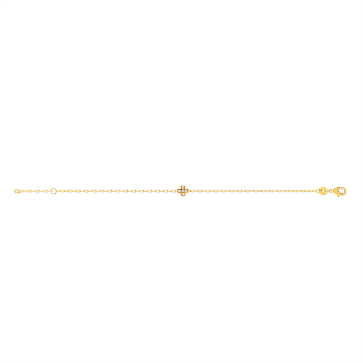 Bracelet plaqué or motif croix serti de zirconias 18 cm - vue D1