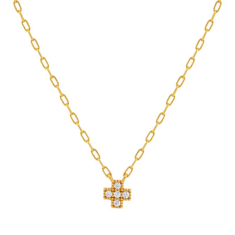 Collier plaqué or zirconias 45 cm - vue 1
