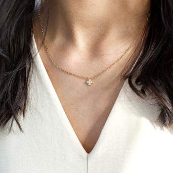 Gold-plated zirconia necklace 45 cm