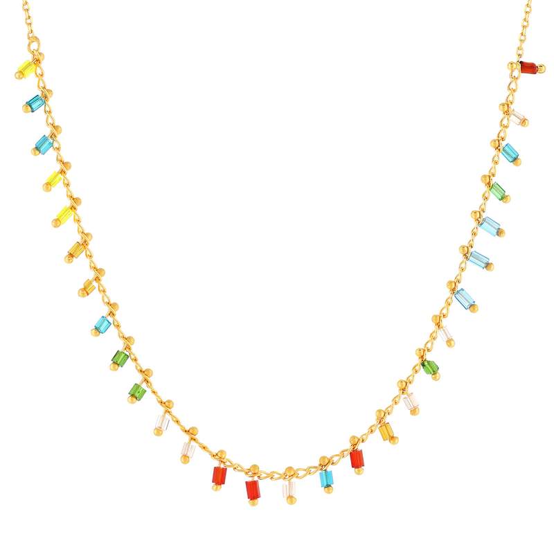 Collier plaqué or cristal 40 à 45 cm - vue 1
