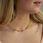 Collier plaqué or cristal 40 à 45 cm - vue porté 1