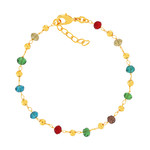 Bracelet plaqué or perles en cristal multicolores 18 cm - vue 1