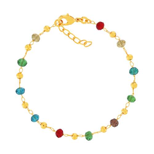 Bracelet plaqué or perles en cristal multicolores 18 cm