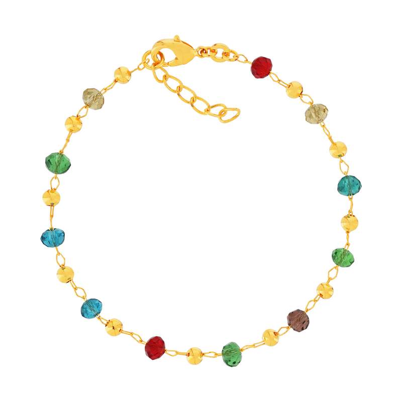 Bracelet plaqué or perles en cristal multicolores 18 cm - vue 1