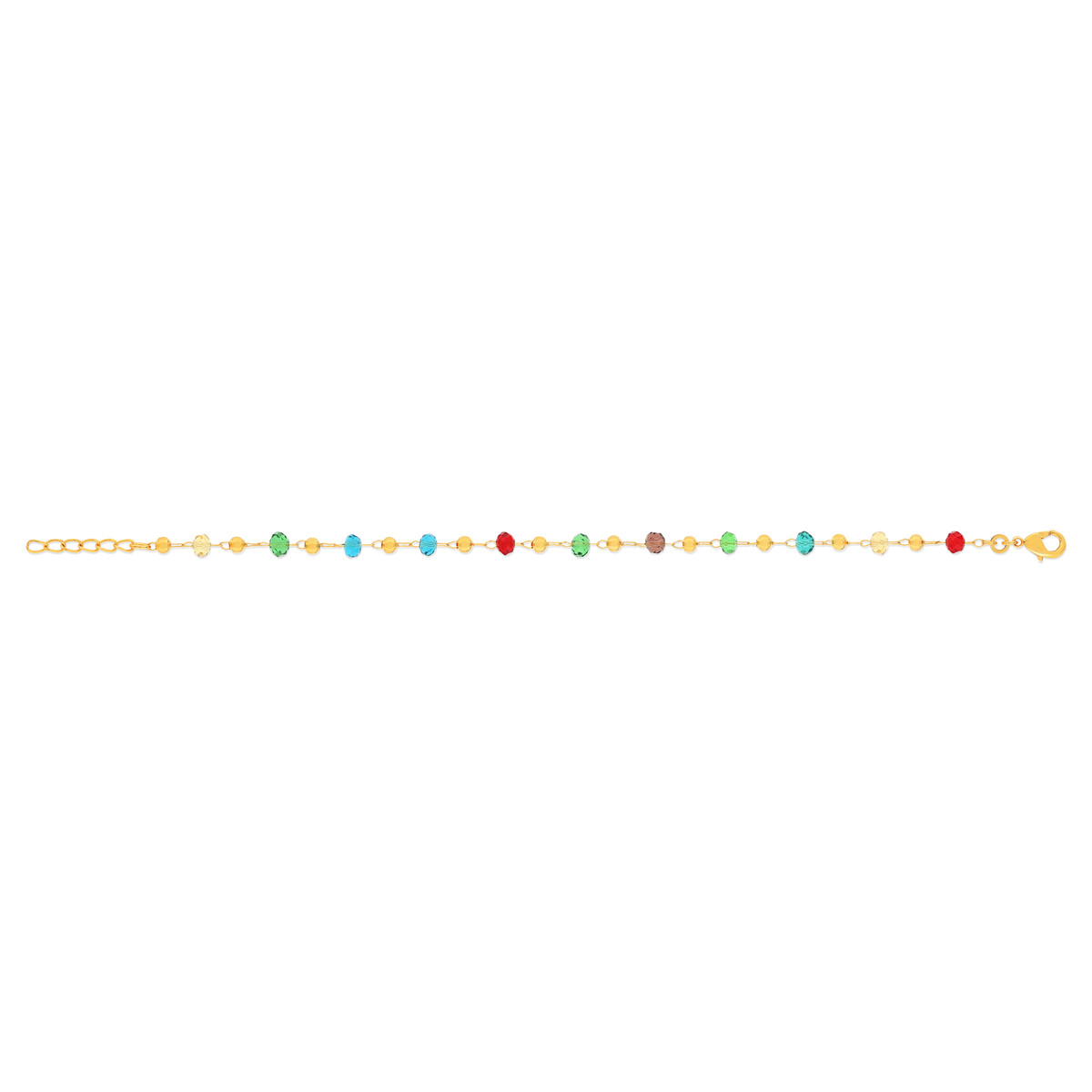 Bracelet plaqué or perles en cristal multicolores 18 cm - vue 2
