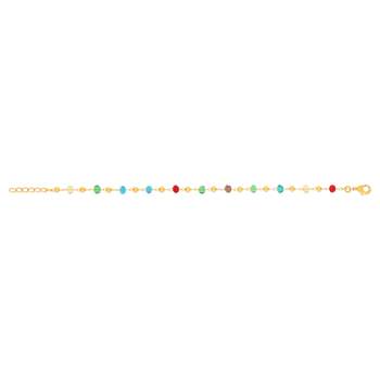 Vergulde armband met veelkleurige kristallen kralen, 18 cm
