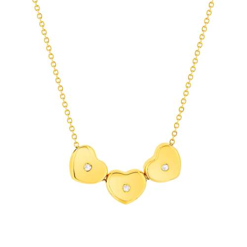 Collier acier jaune 45 cm pierres blanches motif coeur
