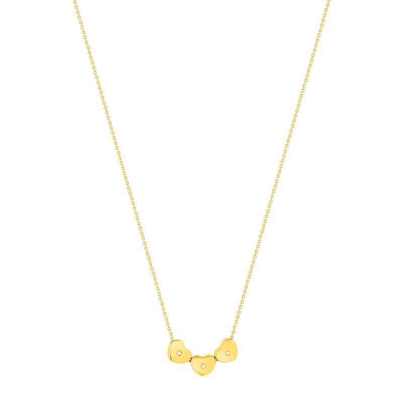 Collier acier jaune 45 cm pierres blanches motif coeur - vue 2