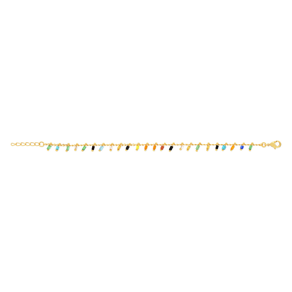 Bracelet plaqué or pampilles cristal multicolores 16 à 18 cm - vue 2