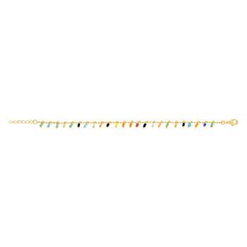 Gold-plated bracelet with multicolored crystal pendants 16 to 18 cm