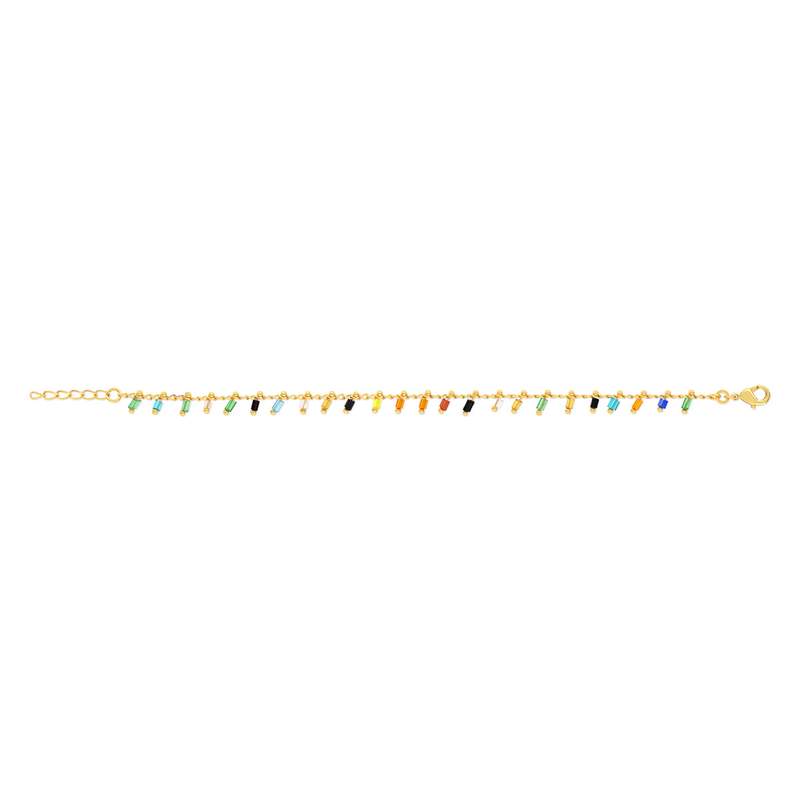 Bracelet plaqué or pampilles cristal multicolores 16 à 18 cm - vue 2