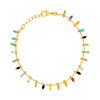 Bracelet plaqué or pampilles cristal multicolores 16 à 18 cm - vue Vporté 1