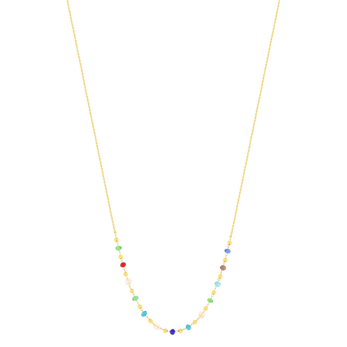 Collier plaqué or perles en cristal multicolores 40 à 45 cm - vue 2