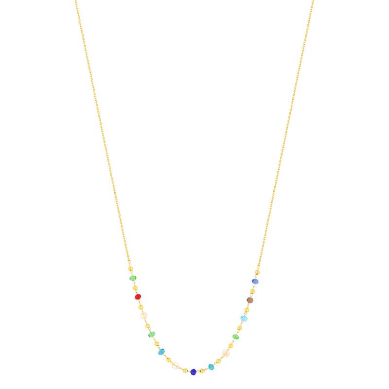 Collier plaqué or perles en cristal multicolores 40 à 45 cm - vue 2
