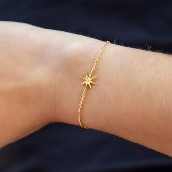 Vergulde armband met stermotief 18 cm