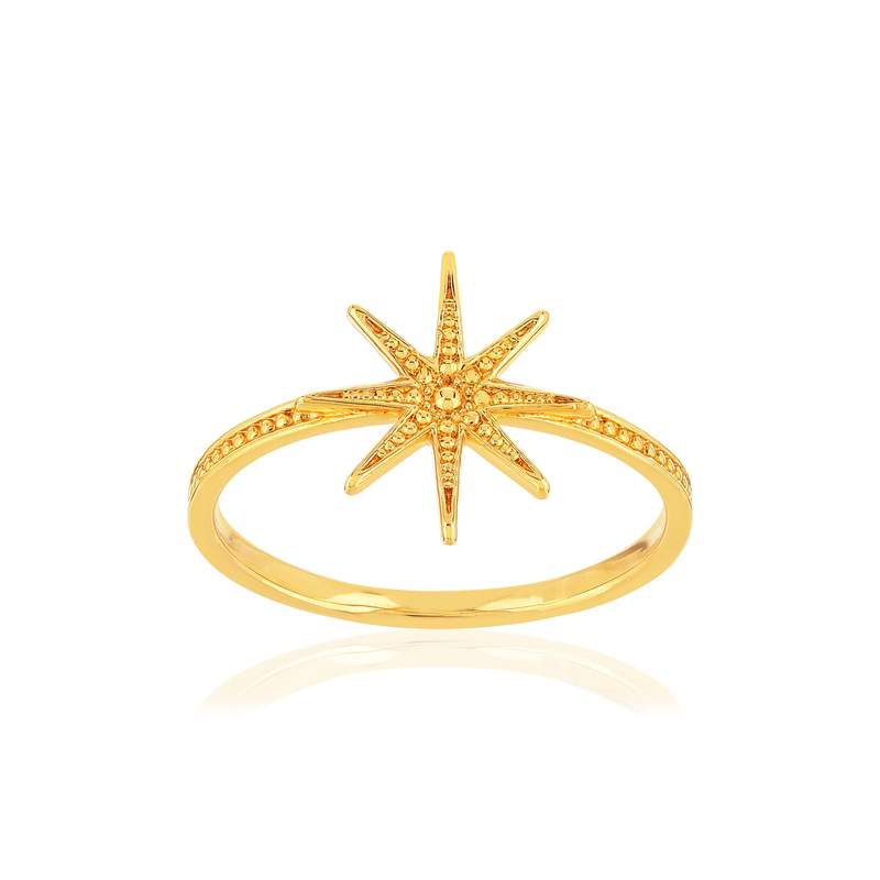 Gold-plated star-shaped ring - view 1