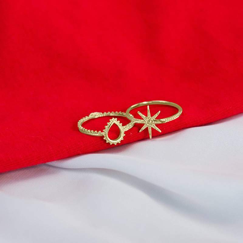 Gold-plated ring with star motif - view D1