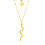 Collier acier jaune 47 cm motif serpent et coeur - vue 1