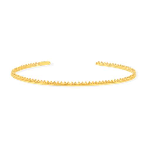Gold-plated rigid bracelet with beaded motif 60 mm