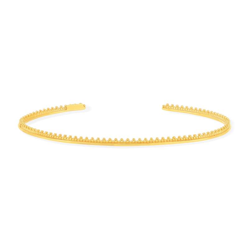 Bracelet rigide plaqué or motif perlé 60 mm - vue 1