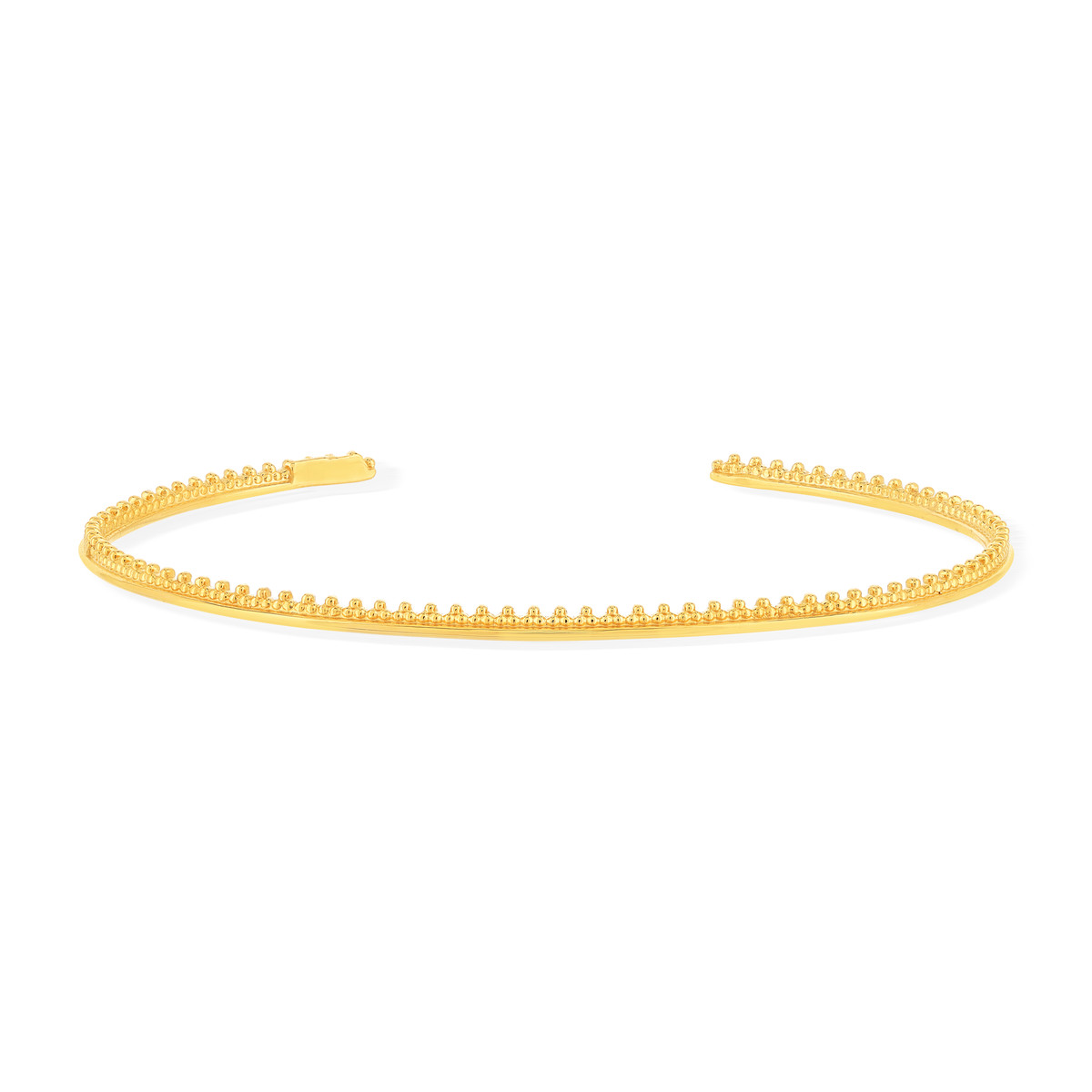 Bracelet rigide plaqué or motif perlé 60 mm - vue porté 1