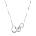 Collier acier zirconias blancs 48,5 cm motif coeur et infini - vue 1