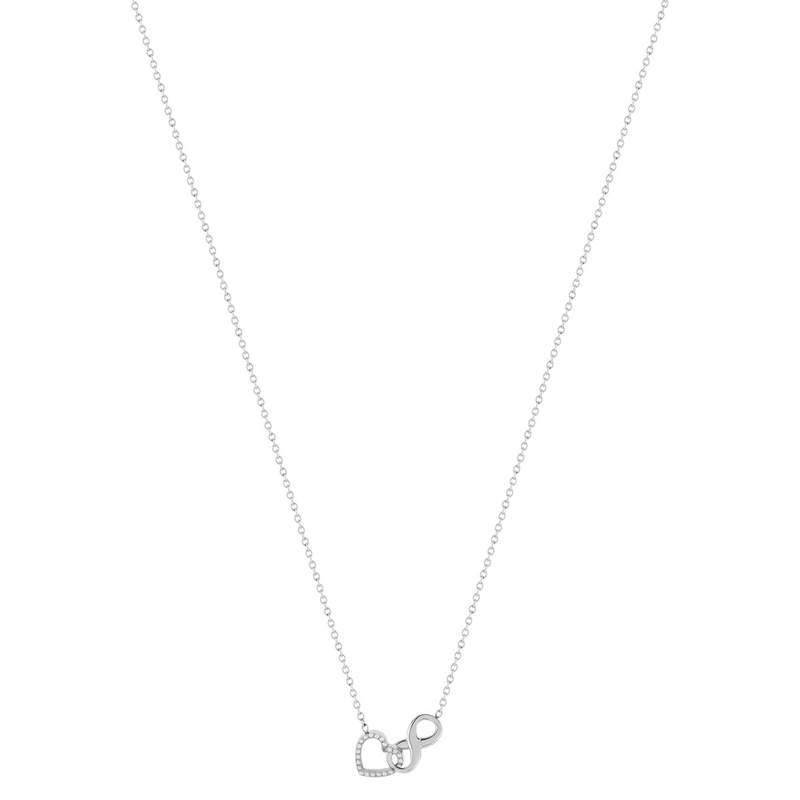 Collier acier zirconias blancs 48,5 cm motif coeur et infini - vue 2