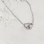 Collier acier zirconias blancs 48,5 cm motif coeur et infini - vue D1