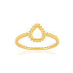 Bague plaqué or motif goutte perlé - vue 1