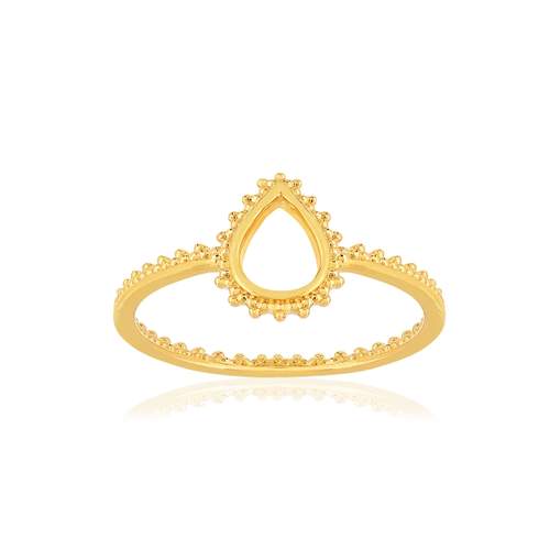 Bague plaqué or motif goutte perlé