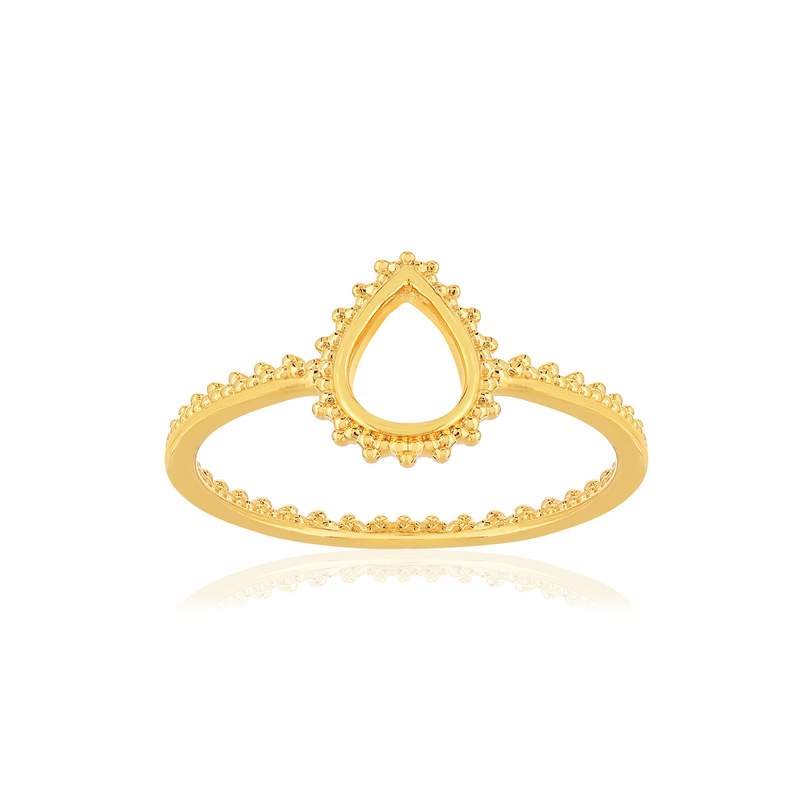 Bague plaqué or motif goutte perlé - vue 1