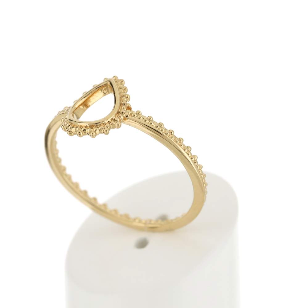 Bague plaqué or motif goutte perlé - vue 3