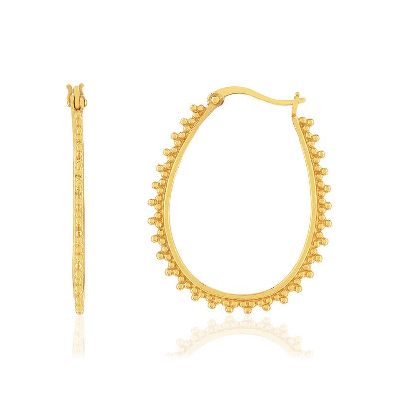Boucles d'oreilles plaqué or motif perlé - vue 1