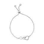 Bracelet acier zirconias 22 cm motif coeur et infini - vue 1
