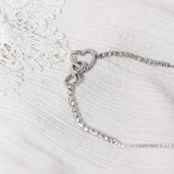 Stalen armband met zirkonia, 22 cm, met hart- en oneindigheidsmotief