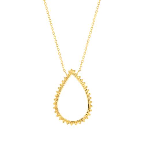 Collier plaqué or motif goutte perlé 45 cm