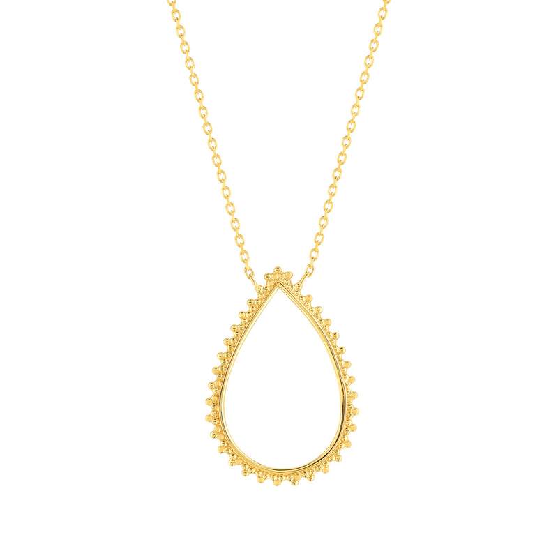 Collier plaqué or motif goutte perlé 45 cm - vue 1